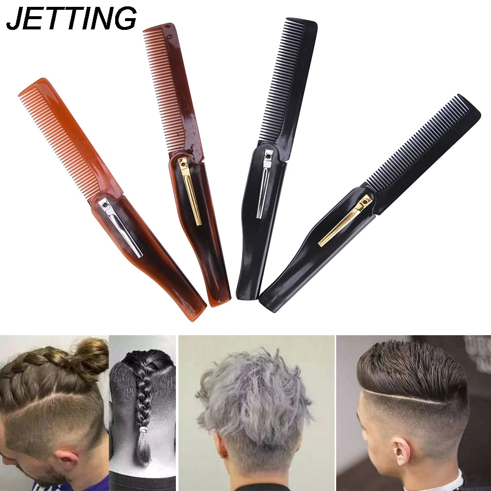 1PC Foldable Hair Comb Pocket Clip Moustache Beard Comb Hairdressing Hair Comb for Men Women Combs Hair Styling Tool