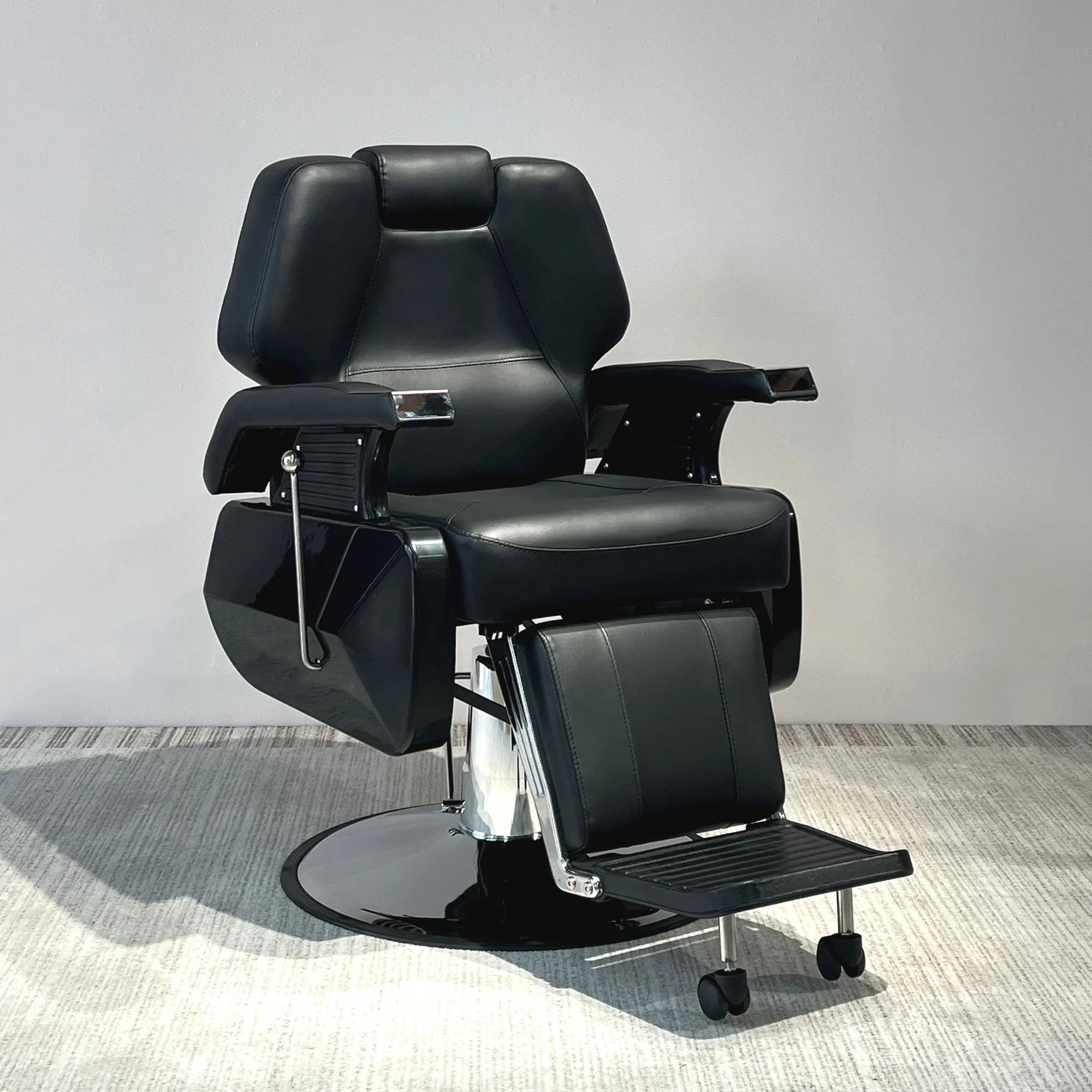 Heavy Duty Hydraulic Barber Chair Reclining PU Leather Styling Chair Removable Headrest Hairdressing Beauty Salon Furniture