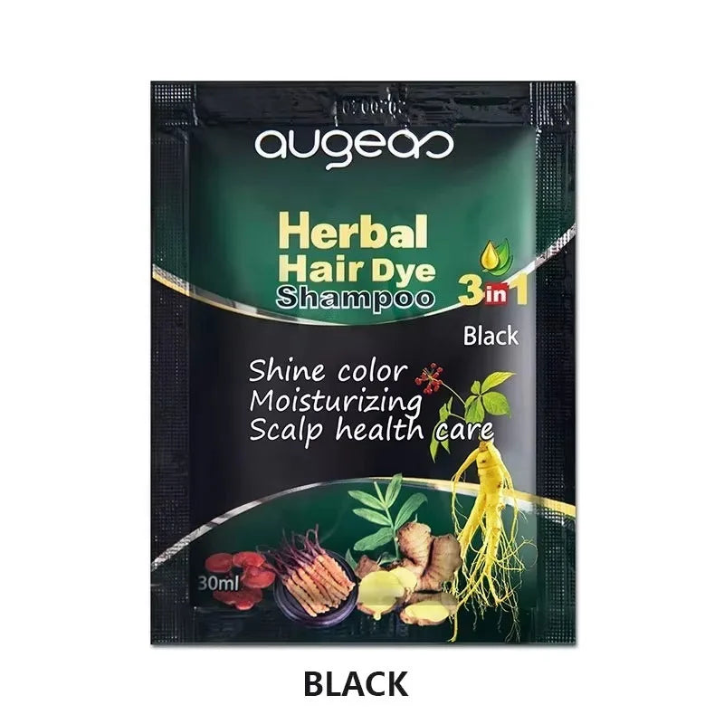 Herbal Natural Plant Hair Dye Shampoo Fast Grey Hair Dyed Black 6 Color Coffee Red Purple Salon & Home Hair Color 30/500Ml