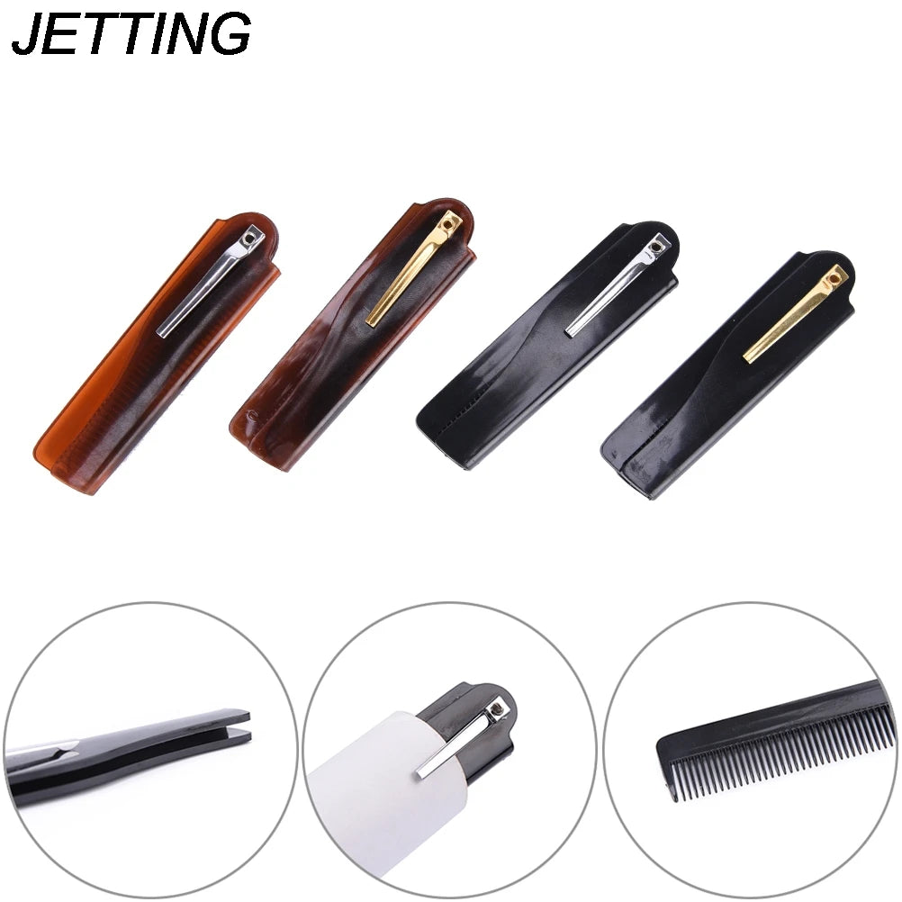 1PC Foldable Hair Comb Pocket Clip Moustache Beard Comb Hairdressing Hair Comb for Men Women Combs Hair Styling Tool