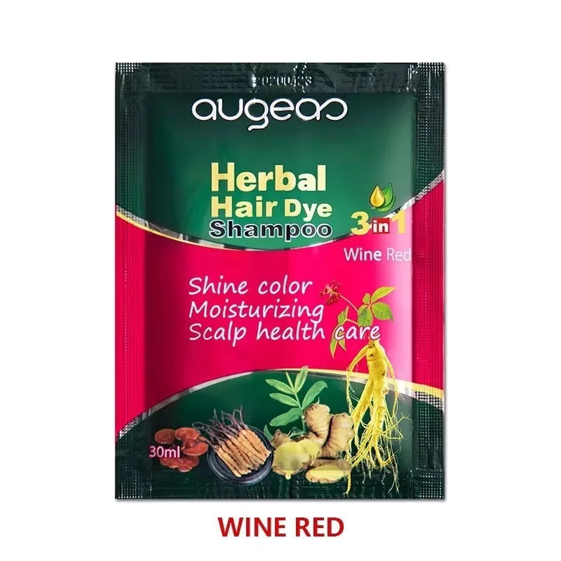 Herbal Natural Plant Hair Dye Shampoo Fast Grey Hair Dyed Black 6 Color Coffee Red Purple Salon & Home Hair Color 30/500Ml
