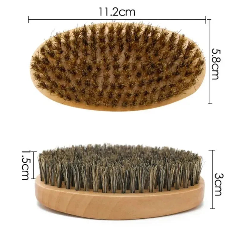 2Pcs/Set Boar Bristle Men'S Shaving Brush Portable Barber Natural Beard Brush for Facial Cleaning Tools Styling Tool