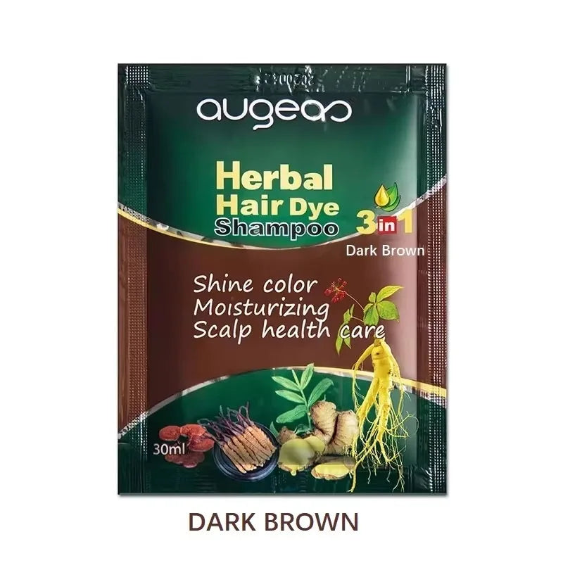 Herbal Natural Plant Hair Dye Shampoo Fast Grey Hair Dyed Black 6 Color Coffee Red Purple Salon & Home Hair Color 30/500Ml