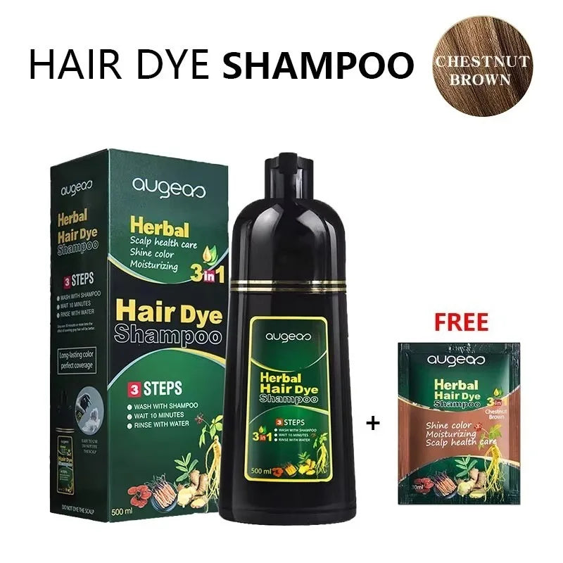 Herbal Natural Plant Hair Dye Shampoo Fast Grey Hair Dyed Black 6 Color Coffee Red Purple Salon & Home Hair Color 30/500Ml