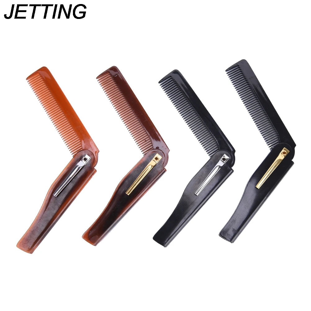 1PC Foldable Hair Comb Pocket Clip Moustache Beard Comb Hairdressing Hair Comb for Men Women Combs Hair Styling Tool