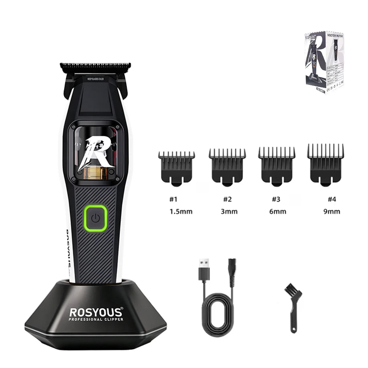 RS-999C Bold Hair Cut Machine Kit Brushless Motor with Dock Metal Body Professional Cutting Machine Men'S Barber Machine
