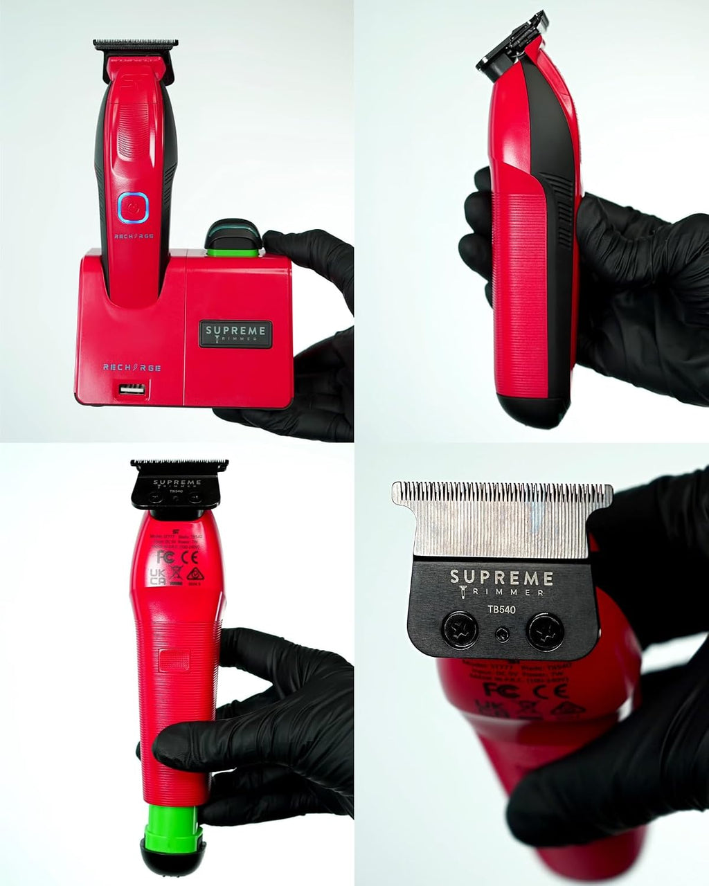 Recharge ST777 – Professional Barber Trimmer with 2 Removable Batteries | 8000 RPM Motor, Zero Gap DLC Blades, Smart Charging Dock, USB-C Fast Charge
