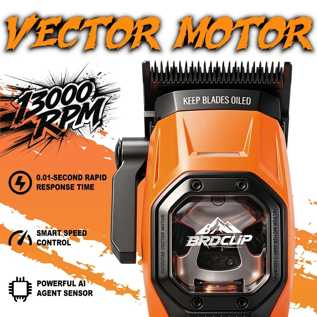 BRDCLIP Hair Trimmer Professional Shaver Cordless Hair Cutting Machine 13000 RPM Metal Hair Trimmer for Men BRD-2601 2602 2603