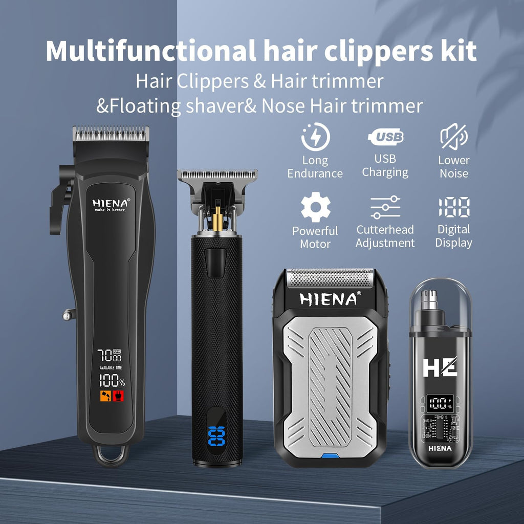 Cordless Hair Clippers Men Barber Kit Beard Trimmer Foil Shaver Nose Trimmer LED Display