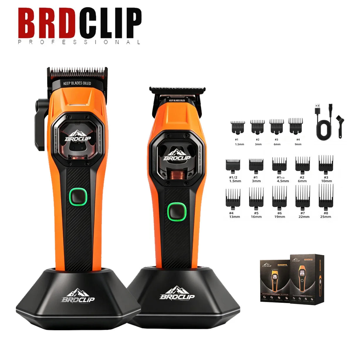 BRDCLIP Hair Trimmer Professional Shaver Cordless Hair Cutting Machine 13000 RPM Metal Hair Trimmer for Men BRD-2601 2602 2603