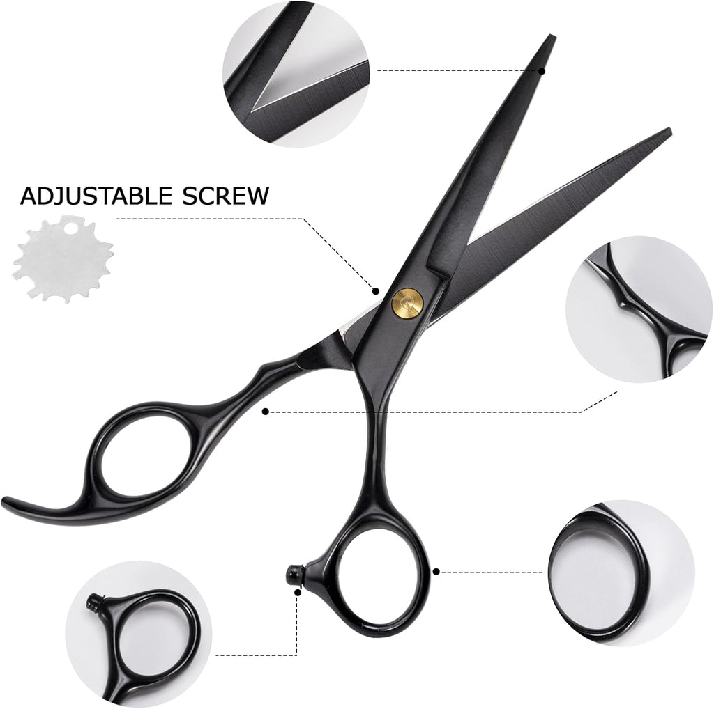 Ciseaux Coiffure Set, Ciseaux À Effiler Professionnel Hair Cutting Scissors Kit Pour Homme Femme Enfant, Cape De Coiffure, Peigne, Barrette, Accessoires De Coiffure Pour Cheveux Et Barbe