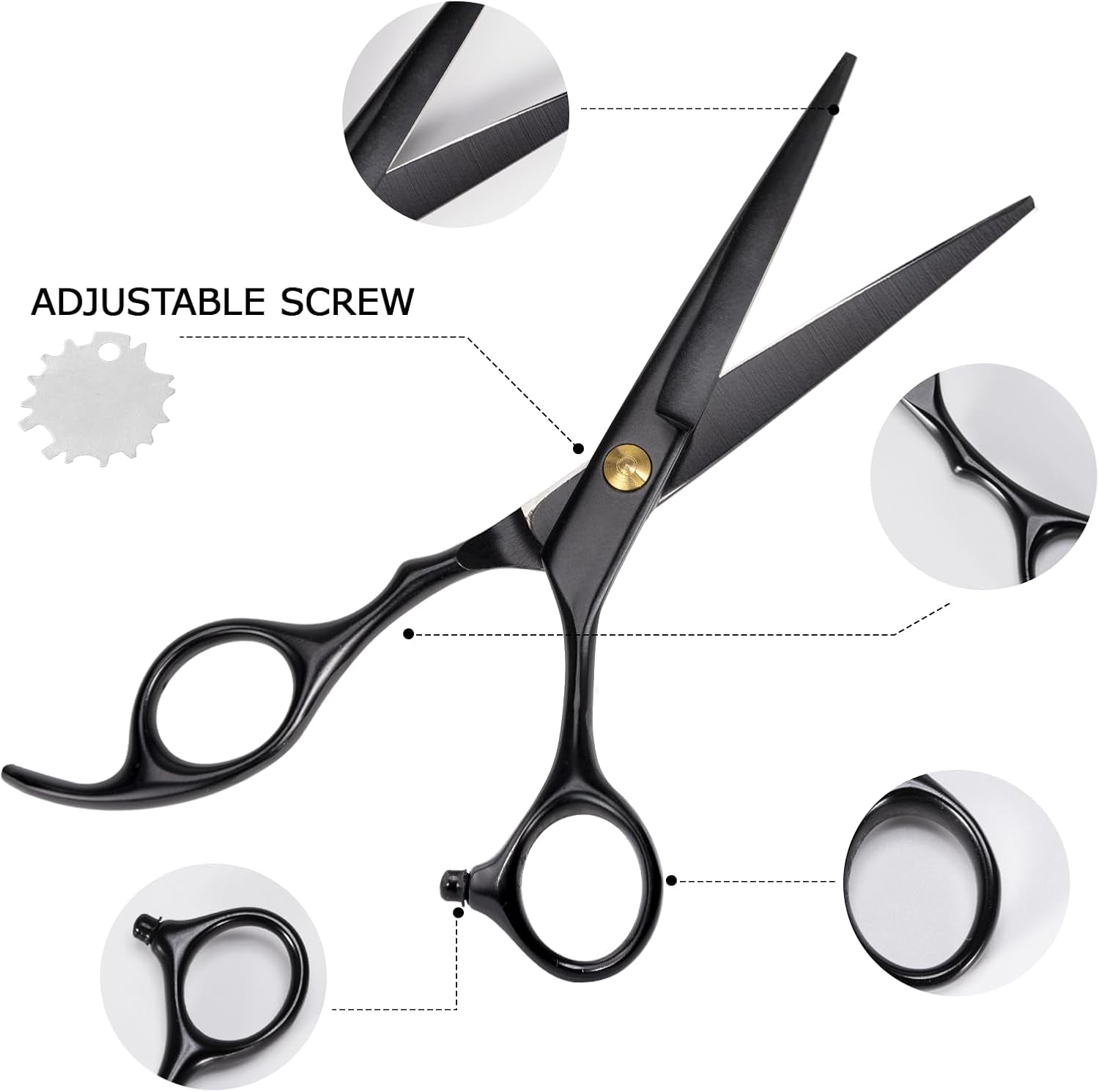Ciseaux Coiffure Set, Ciseaux À Effiler Professionnel Hair Cutting Scissors Kit Pour Homme Femme Enfant, Cape De Coiffure, Peigne, Barrette, Accessoires De Coiffure Pour Cheveux Et Barbe