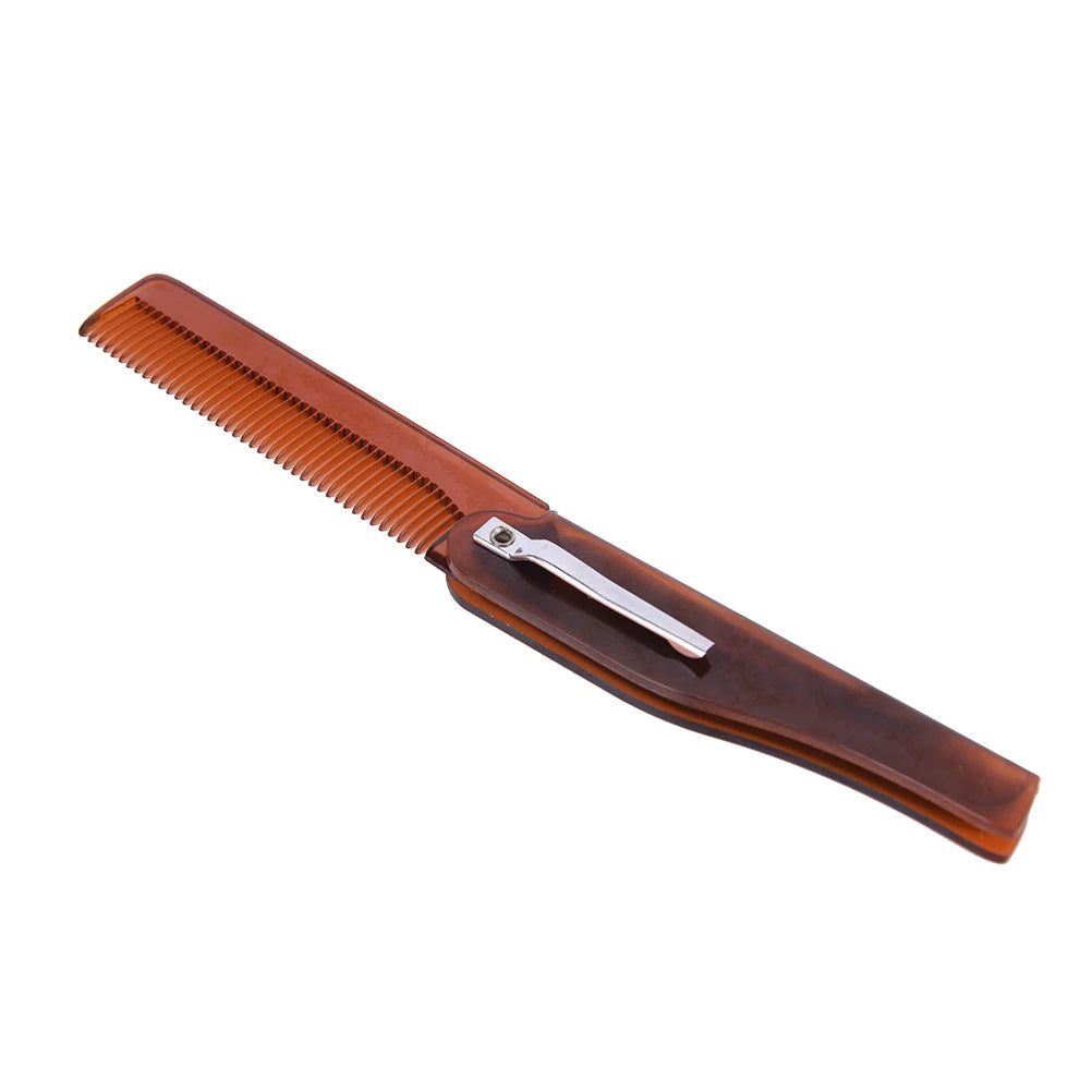 1PC Foldable Hair Comb Pocket Clip Moustache Beard Comb Hairdressing Hair Comb for Men Women Combs Hair Styling Tool