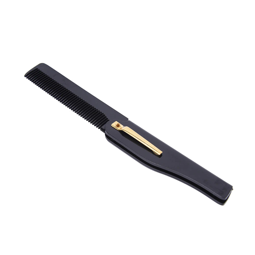 1PC Foldable Hair Comb Pocket Clip Moustache Beard Comb Hairdressing Hair Comb for Men Women Combs Hair Styling Tool