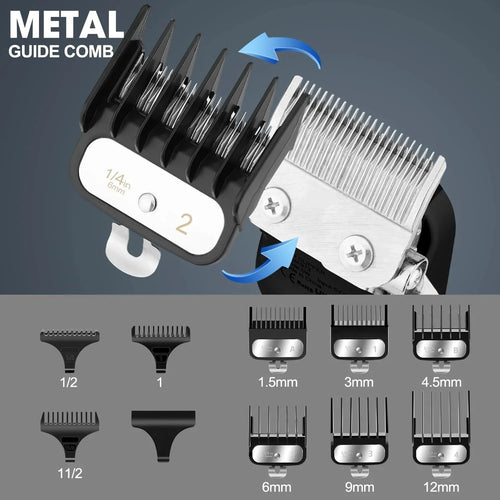3-In-1 Hair Trimmers & Clippers, Cordless with LCD Display and Rechargeable Barber Trimmers, Black