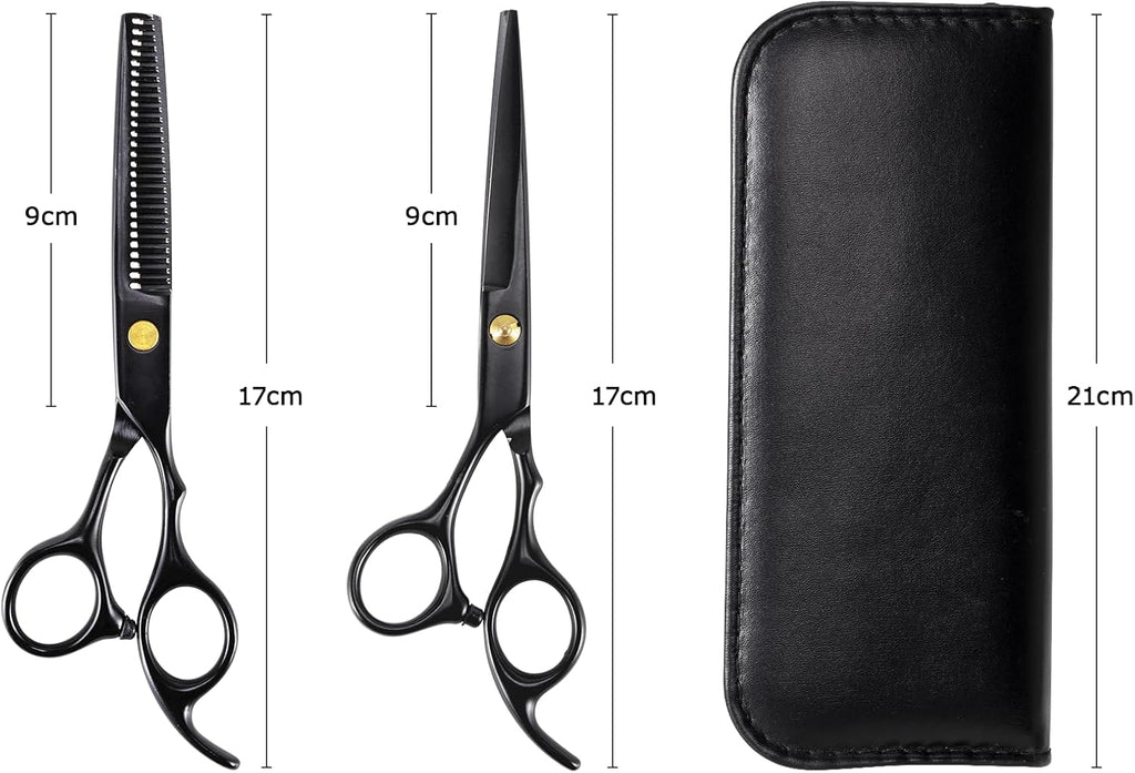 Ciseaux Coiffure Set, Ciseaux À Effiler Professionnel Hair Cutting Scissors Kit Pour Homme Femme Enfant, Cape De Coiffure, Peigne, Barrette, Accessoires De Coiffure Pour Cheveux Et Barbe