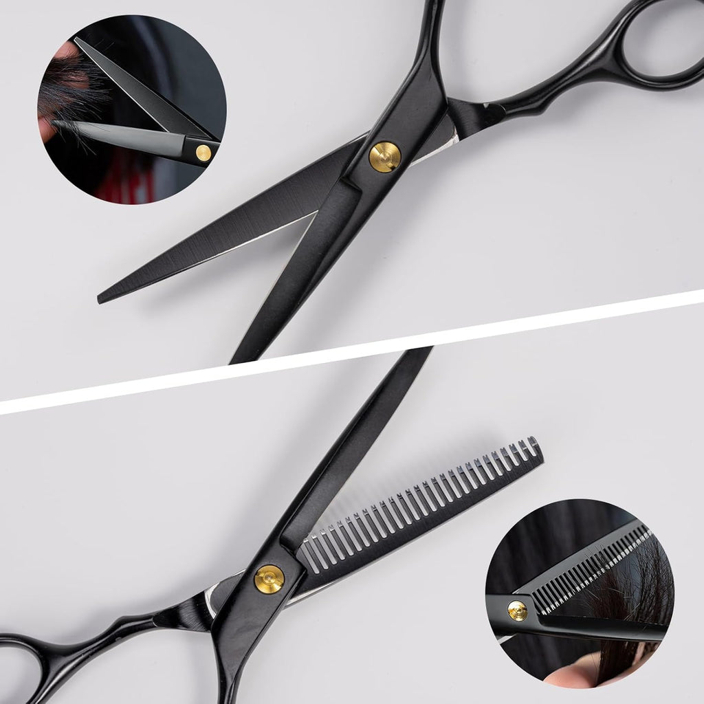Ciseaux Coiffure Set, Ciseaux À Effiler Professionnel Hair Cutting Scissors Kit Pour Homme Femme Enfant, Cape De Coiffure, Peigne, Barrette, Accessoires De Coiffure Pour Cheveux Et Barbe