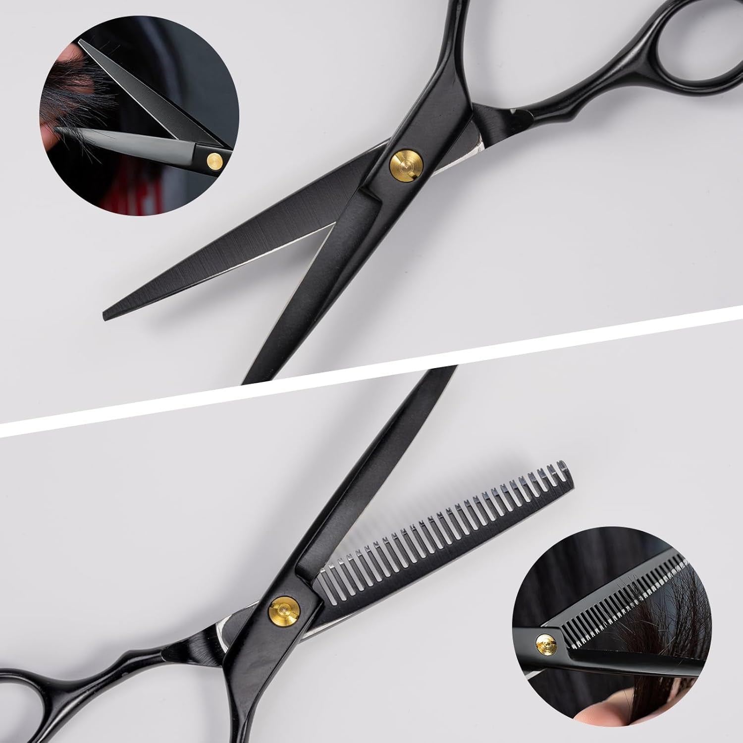 Ciseaux Coiffure Set, Ciseaux À Effiler Professionnel Hair Cutting Scissors Kit Pour Homme Femme Enfant, Cape De Coiffure, Peigne, Barrette, Accessoires De Coiffure Pour Cheveux Et Barbe