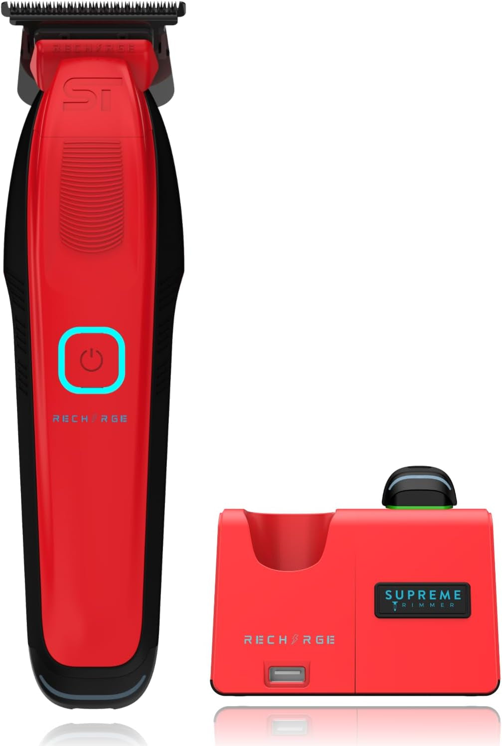 Recharge ST777 – Professional Barber Trimmer with 2 Removable Batteries | 8000 RPM Motor, Zero Gap DLC Blades, Smart Charging Dock, USB-C Fast Charge