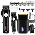 3-In-1 Hair Trimmers & Clippers, Cordless with LCD Display and Rechargeable Barber Trimmers, Black