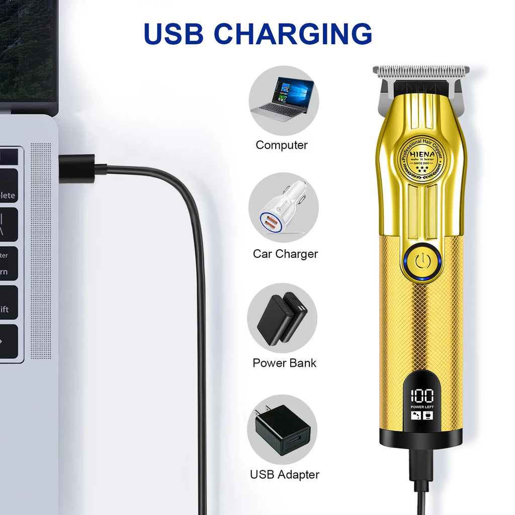 Five-Piece Professional Men'S Hair Clipper Set Professional Hairdressing Scissors Set Wireless Charging Dry Hair Styling Tool