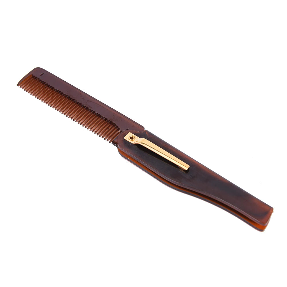1PC Foldable Hair Comb Pocket Clip Moustache Beard Comb Hairdressing Hair Comb for Men Women Combs Hair Styling Tool