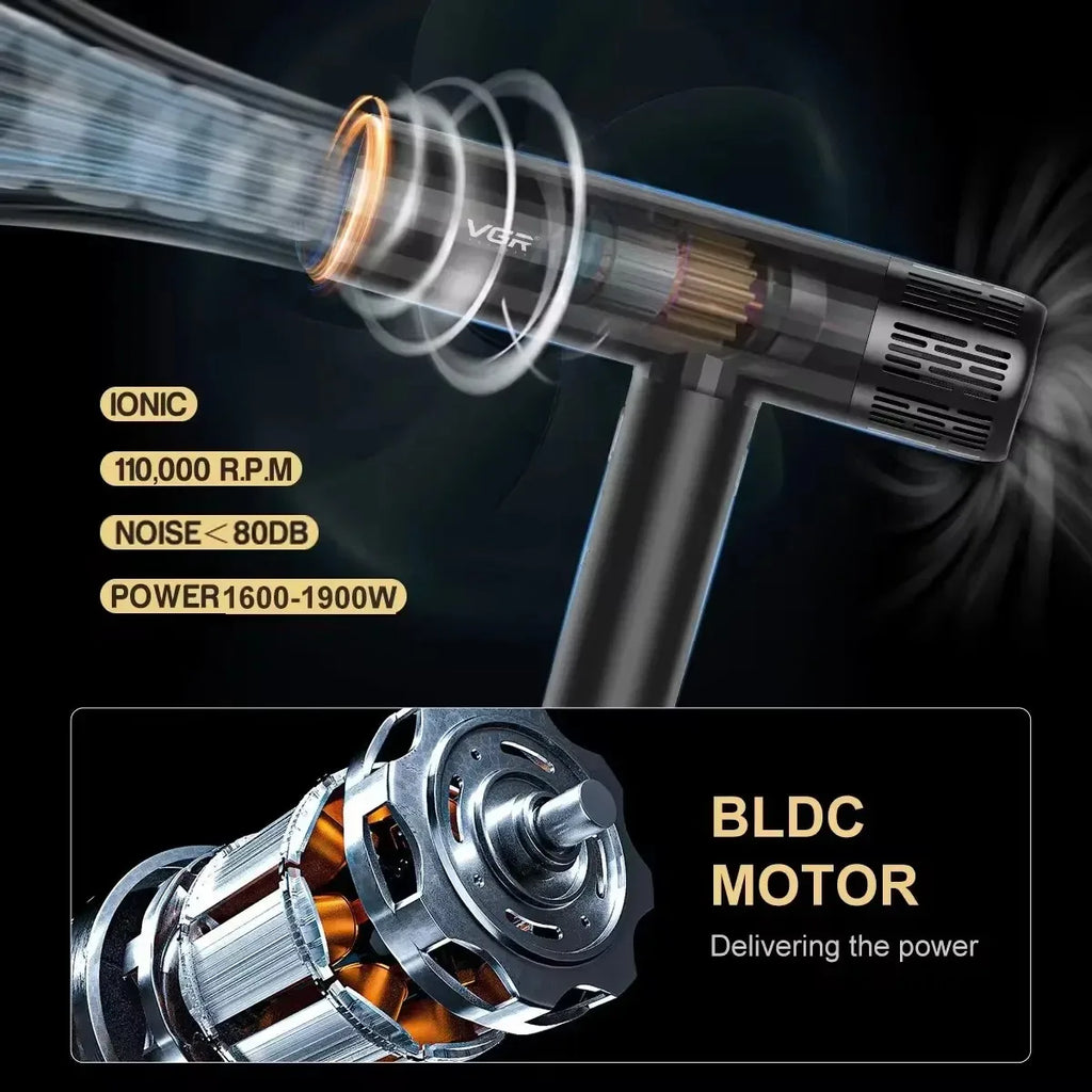 Hair Dryer Professional Air Blower Brushless Motor Hair Dryer Machine 110000 RPM Negative Ion Hair Styling Blow Dryer V-427