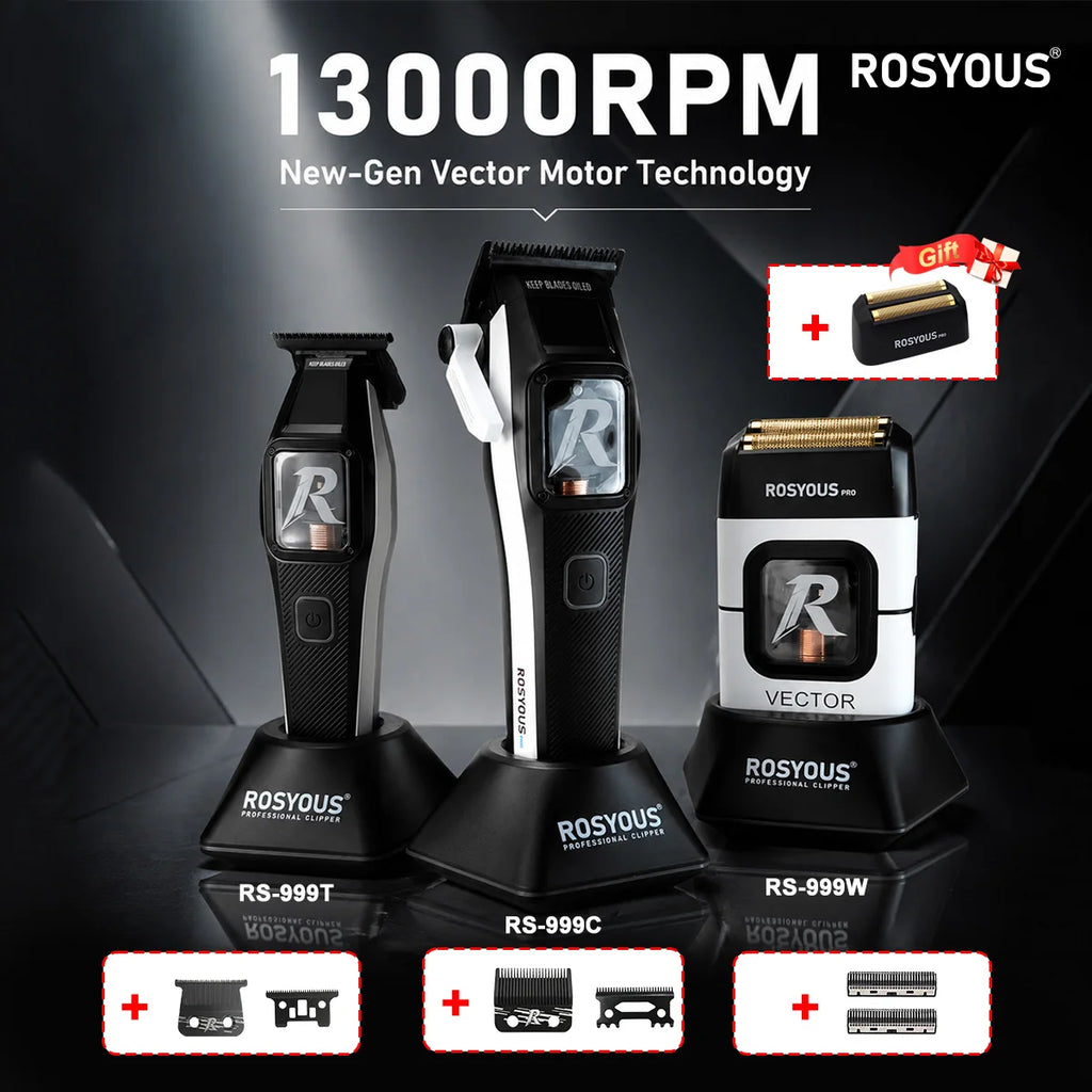 RS-999C Bold Hair Cut Machine Kit Brushless Motor with Dock Metal Body Professional Cutting Machine Men'S Barber Machine