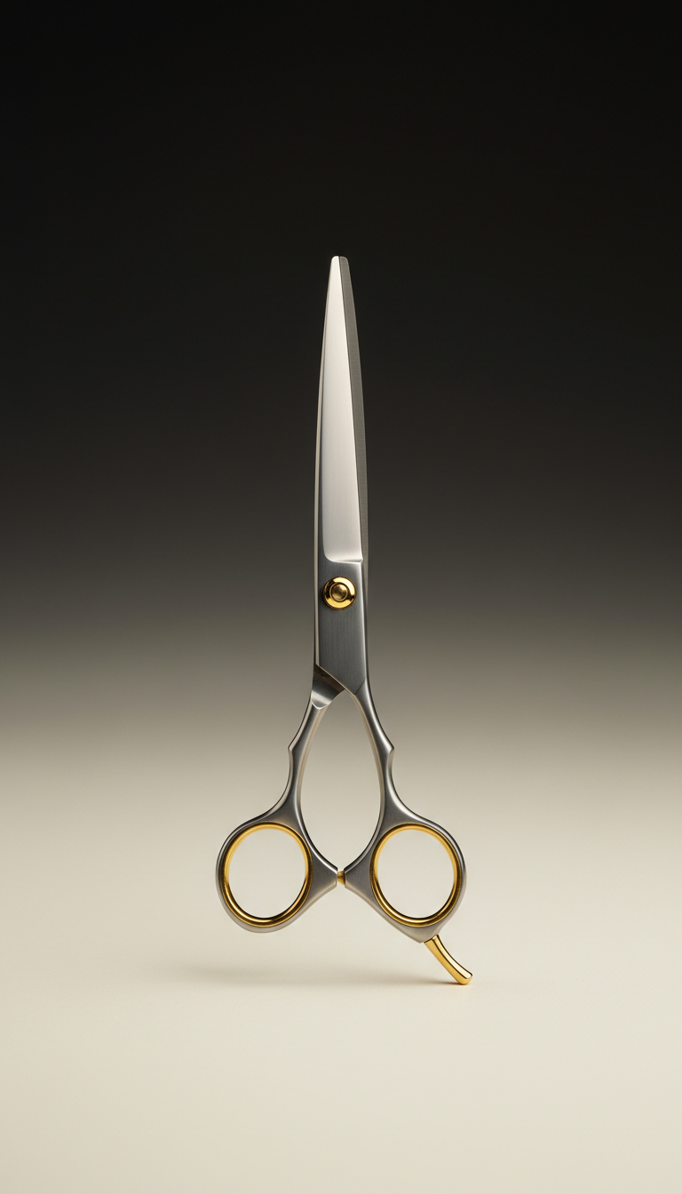 Titanium Barber Scissors Gold Accent