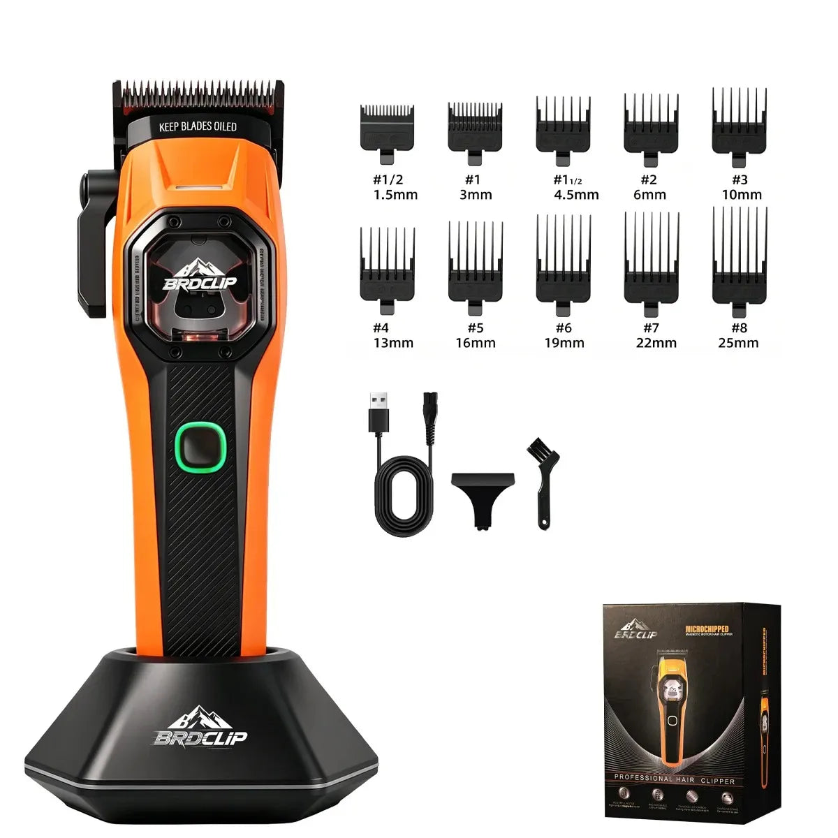BRDCLIP Hair Trimmer Professional Shaver Cordless Hair Cutting Machine 13000 RPM Metal Hair Trimmer for Men BRD-2601 2602 2603