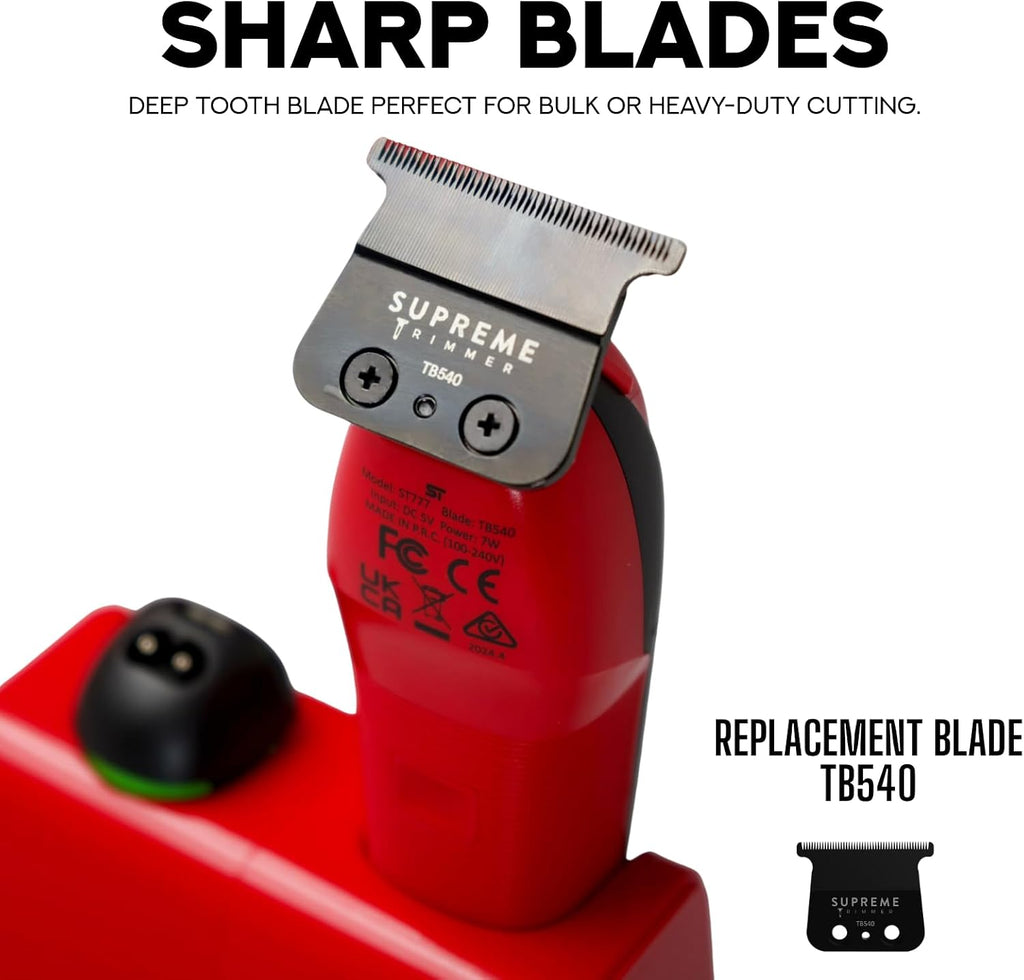 Recharge ST777 – Professional Barber Trimmer with 2 Removable Batteries | 8000 RPM Motor, Zero Gap DLC Blades, Smart Charging Dock, USB-C Fast Charge