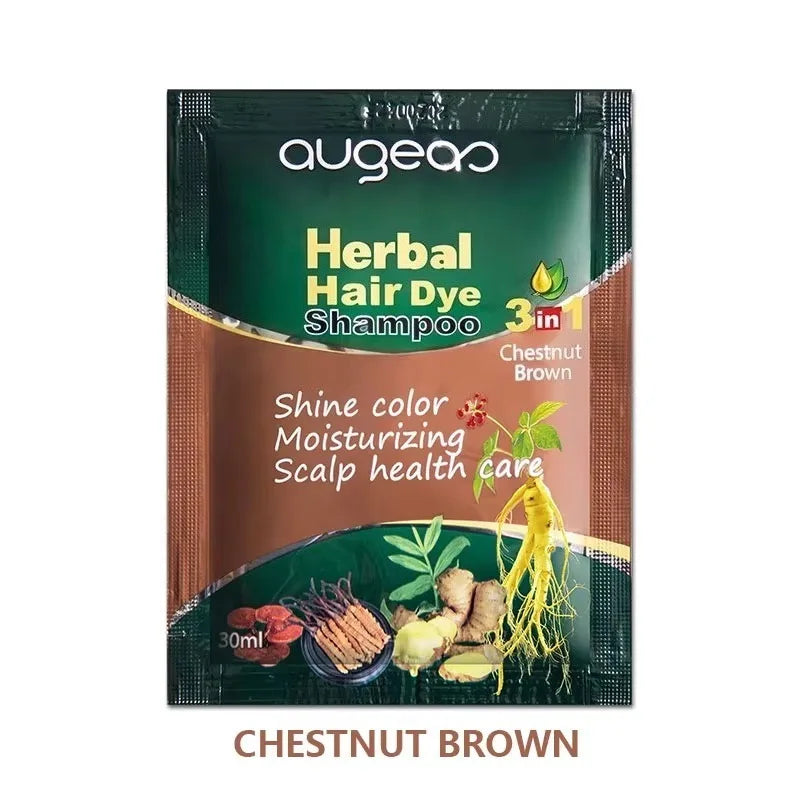Herbal Natural Plant Hair Dye Shampoo Fast Grey Hair Dyed Black 6 Color Coffee Red Purple Salon & Home Hair Color 30/500Ml