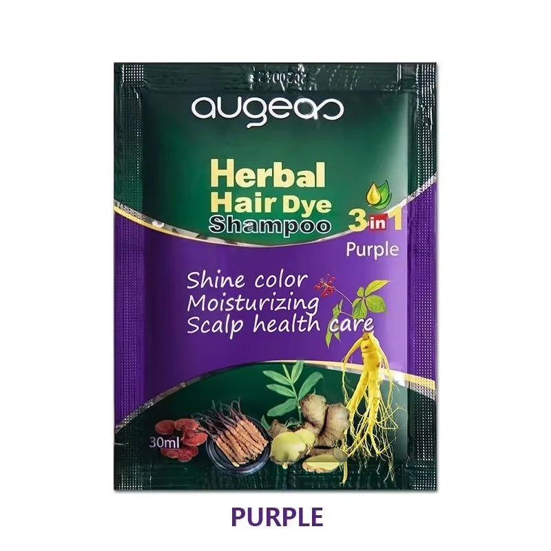 Herbal Natural Plant Hair Dye Shampoo Fast Grey Hair Dyed Black 6 Color Coffee Red Purple Salon & Home Hair Color 30/500Ml