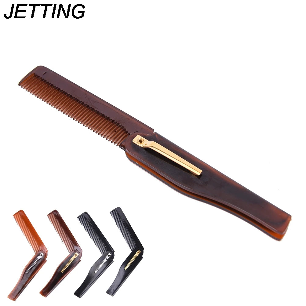 1PC Foldable Hair Comb Pocket Clip Moustache Beard Comb Hairdressing Hair Comb for Men Women Combs Hair Styling Tool