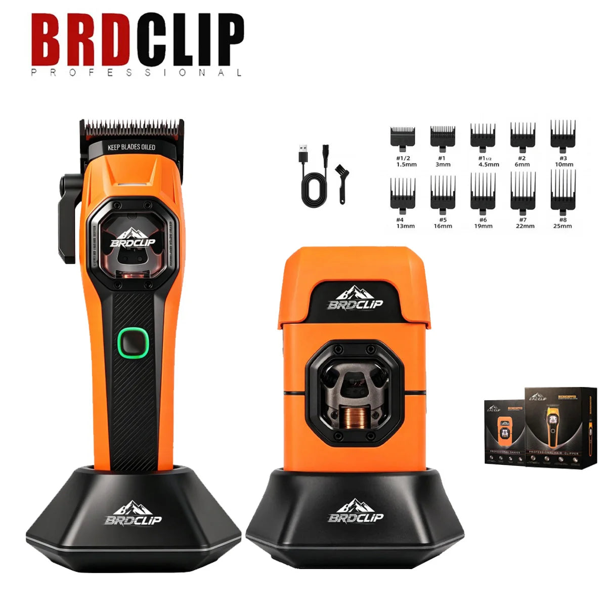 BRDCLIP Hair Trimmer Professional Shaver Cordless Hair Cutting Machine 13000 RPM Metal Hair Trimmer for Men BRD-2601 2602 2603