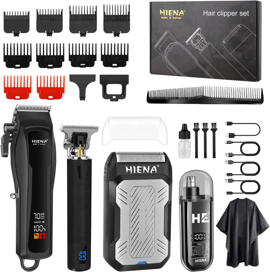 Cordless Hair Clippers Men Barber Kit Beard Trimmer Foil Shaver Nose Trimmer LED Display