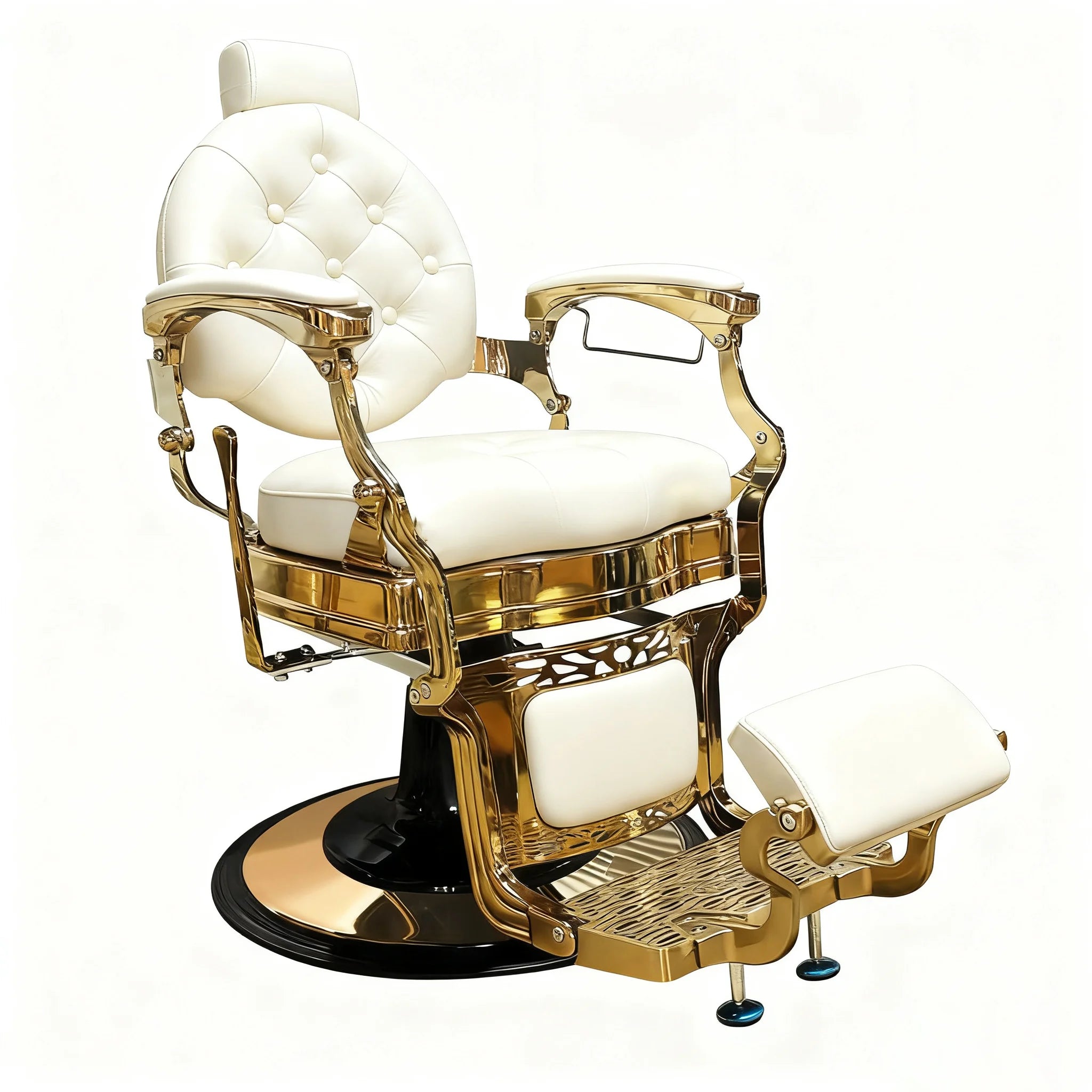 360° Rotatable Hydraulic Barber Chair - Reclining Professional Green Salon Furniture for Barbershops