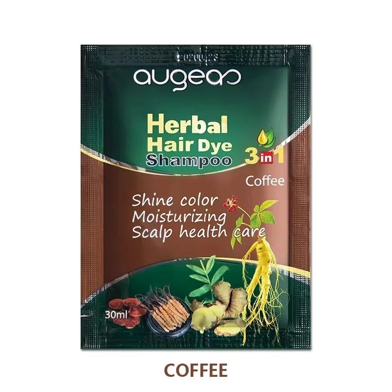 Herbal Natural Plant Hair Dye Shampoo Fast Grey Hair Dyed Black 6 Color Coffee Red Purple Salon & Home Hair Color 30/500Ml
