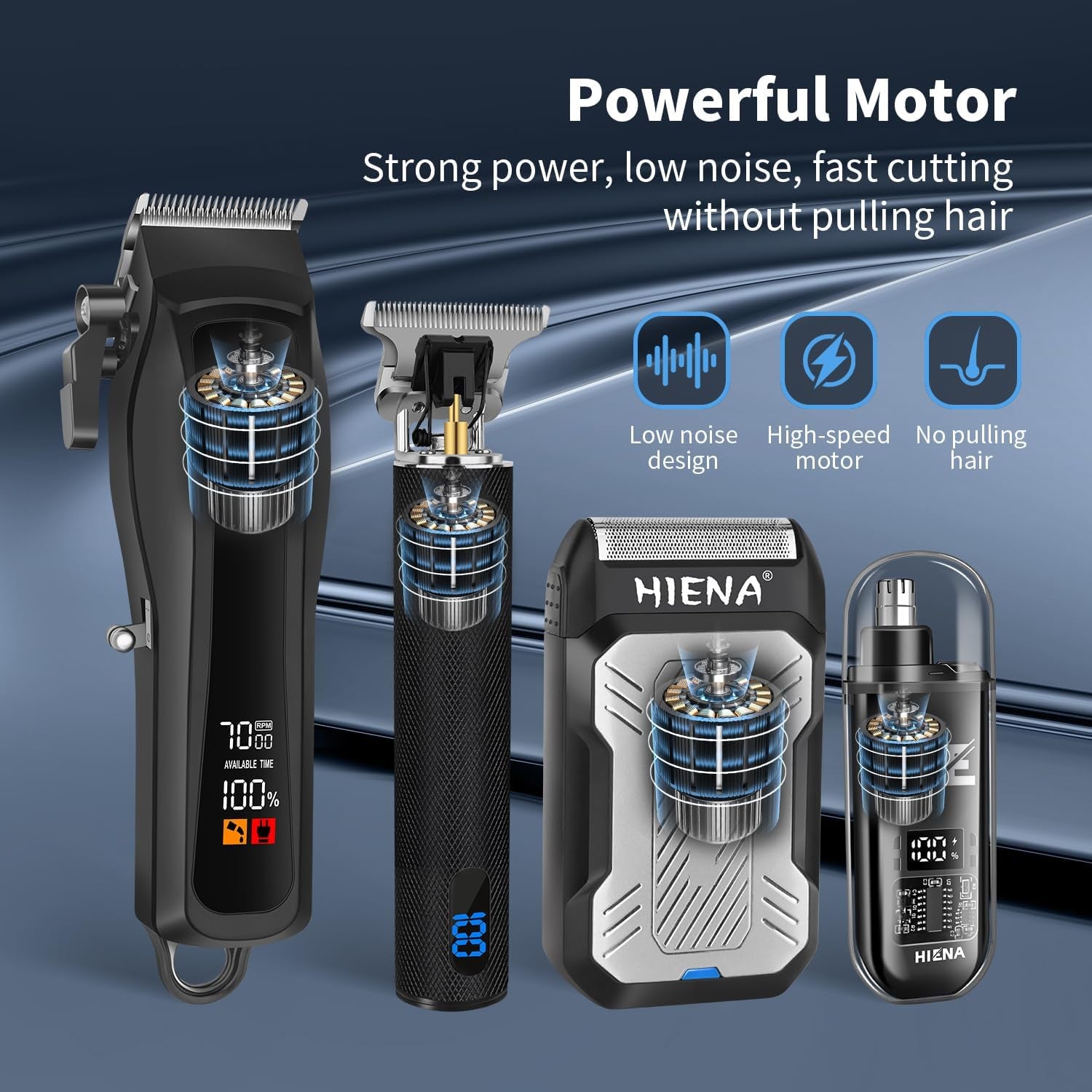 Cordless Hair Clippers Men Barber Kit Beard Trimmer Foil Shaver Nose Trimmer LED Display
